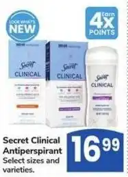 Albertsons Secret Clinical Antiperspirant offer