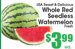 Supremo Foods Inc USA Sweet & Delicious Whole Red Seedless Watermelon offer