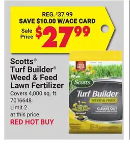 Ace Hardware Scotts Turf Builder Weed & Feed Lawn Fertilizer offer