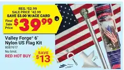 Ace Hardware Valley Forge 6' Nylon US Flag Kit offer