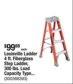 The Home Depot Louisville Ladder 4 ft. Fiberglass Step Ladder, 300 lbs. Load Capacity Type IA Duty Rating offer
