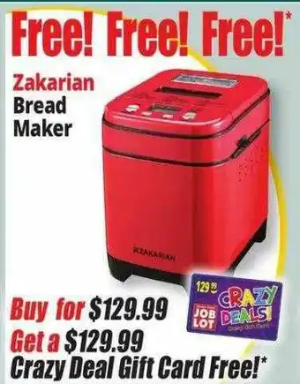 Ocean State Job Lot Zakarian Bread Maker offer