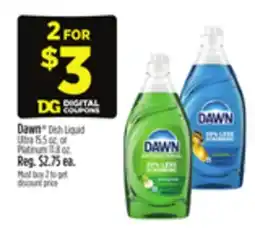 Dollar General Dawn Dish Liquid Ultra or Platinum offer
