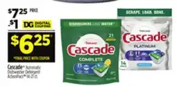 Dollar General Cascade Automatic Dishwasher Detergent ActionPacs offer