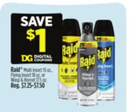 Dollar General Raid Multi Insect 15 oz., Flying Insect 18 oz. or Wasp & Hornet 17.5 oz offer