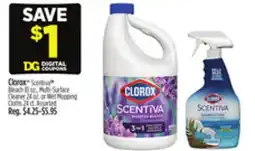 Dollar General Clorox Scentiva Bleach, Multi-Surface Cleaner or Wet Mopping Cloths offer