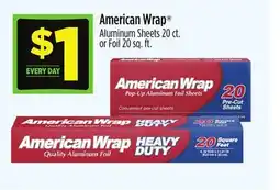 Dollar General American Wrap Aluminum Sheets 20 ct. or Foil 20 sq. ft offer