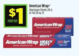 Dollar General American Wrap Aluminum Sheets 20 ct. or Foil 20 sq. ft offer