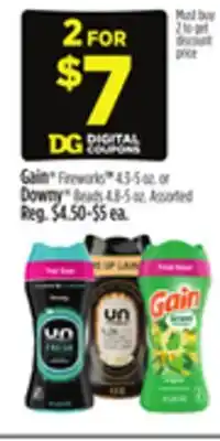 Dollar General Gain Fireworks or Downy Beads offer