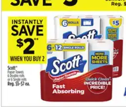 Dollar General Scott Paper Towels 6 Double rolls or 6 Single rolls offer
