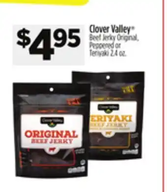 Dollar General Clover Valley Beef Jerky Original, Peppered or Teriyaki offer