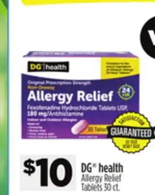 Dollar General DG health Allergy Relief Tablets offer