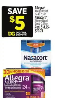 Dollar General Allegra Allergy Relief or Nasacort Allergy Nasal Spray offer