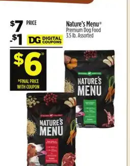 Dollar General Nature's Menu Premium Dog Food offer