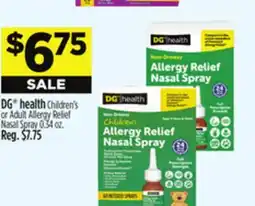 Dollar General DG health Children's or Adult Allergy Relief Nasal Spray offer