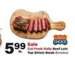 Stater Bros Cut Fresh Daily Beef Loin Top Sirloin Steak offer