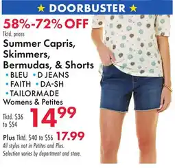 Boscov's Summer Capris, Skimmers, Bermudas, & Shorts offer