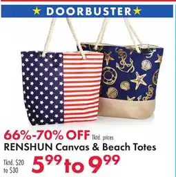 Boscov's RENSHUN Canvas & beach Totes offer