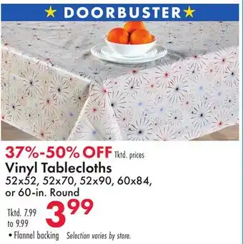 Boscov's Vinyl Tablecloths offer