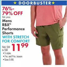 Boscov's Mens RBX Performance Shorts offer