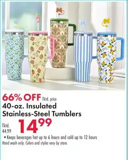 Boscov's 40-oz. Insulated Stainless-Steel Tumblers offer