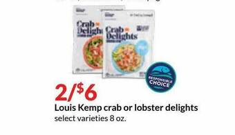 Hy-Vee Louis Kemp Crab Or Lobster Delights offer