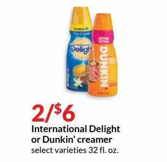 Hy-Vee International Delight Or Dunkin' Creamer offer
