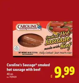 Lidl Caroline's Sausage smoked hot sausage with beef offer