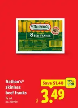 Lidl Nathan's skinless beef franks offer