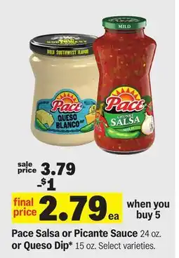 Meijer Pace Salsa or Picante Sauce 24 oz. or Queso Dip* 15 oz offer