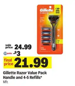 Meijer Gillette Razor Value Pack Handle and 4-5 Refills offer