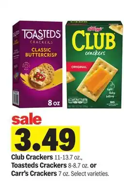 Meijer Club Crackers 11-13.7 oz., Toasteds Crackers 8-8.7 oz. or Carr's Crackers 7 oz. Select varieties offer