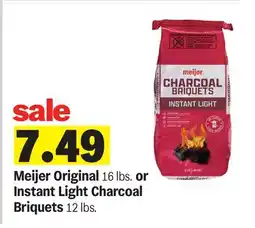 Meijer Meijer Original 16 lbs. or Instant Light Charcoal Briquets 12 lbs offer