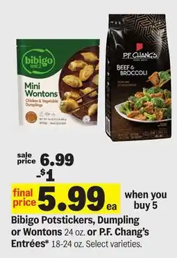 Meijer Bibigo Potstickers, Dumpling or Wontons, 24 oz. or P.F. Chang's Entrées*, 18-24 oz offer