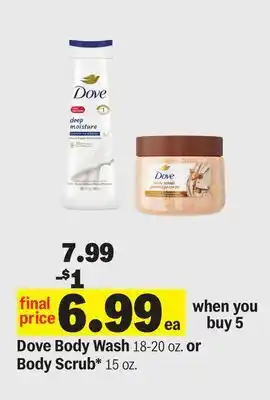 Meijer Dove Body Wash 18-20 oz. or Body Scrub* 15 oz offer