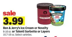 Meijer Ben & Jerry's Ice Cream or Novelty 8-16 oz. or Talenti Sorbetto or Layers 10.7-16 oz offer