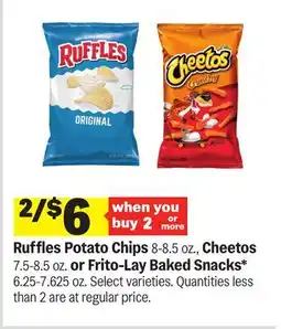 Meijer Ruffles Potato Chips 8-8.5 oz., Cheetos 7.5-8.5 oz. or Frito-Lay Baked Snacks* 6.25-7.625 oz offer