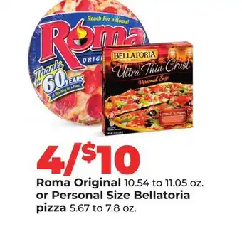 Hy-Vee Roma Original 10.54 to 11.05 oz. or Personal Size Bellatoria pizza 5.67 to 7.8 oz offer