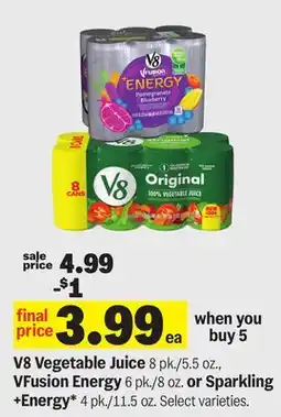 Meijer V8 Vegetable Juice, VFusion Energy or Sparkling +Energy offer