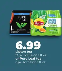Hy-Vee Lipton tea 12 pk. bottles 16.9 fl. oz. or Pure Leaf tea 6 pk. bottles 16.9 fl. oz offer