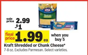 Meijer Kraft Shredded or Chunk Cheese offer