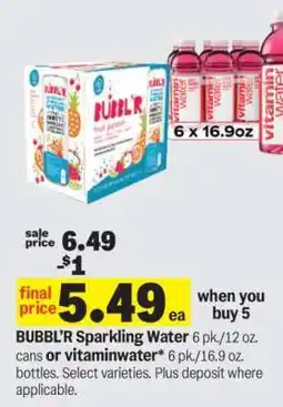 Meijer BUBBL'R Sparkling Water or vitaminwater offer