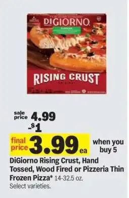 Meijer DiGiorno Rising Crust, Hand Tossed, Wood Fired or Pizzeria Thin Frozen Pizza offer