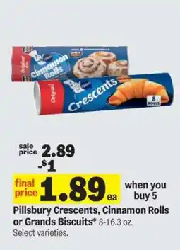 Meijer Pillsbury Crescents, Cinnamon Rolls or Grands Biscuits offer