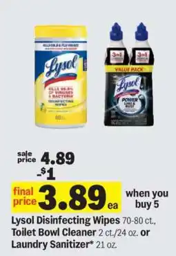 Meijer Lysol Disinfecting Wipes, Toilet Bowl Cleaner, or Laundry Sanitizer offer