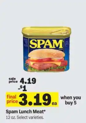 Meijer Spam Lunch Meat offer