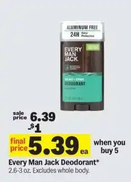 Meijer Every Man Jack Deodorant offer