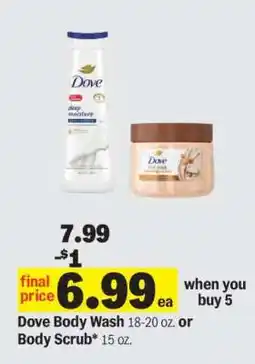 Meijer Dove Body Wash or Body Scrub offer