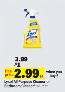 Meijer Lysol All Purpose Cleaner or Bathroom Cleaner offer
