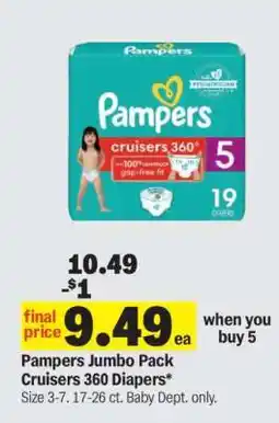 Meijer Pampers Jumbo Pack Cruisers 360 Diapers offer